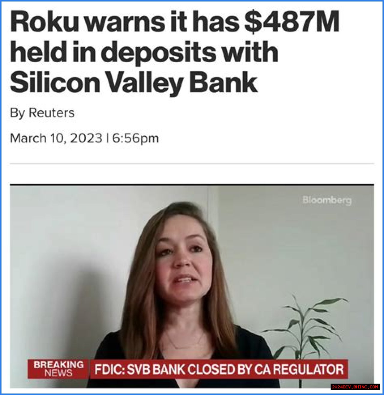 Roku warns $487M held in deposits with Silicon Valley Bank